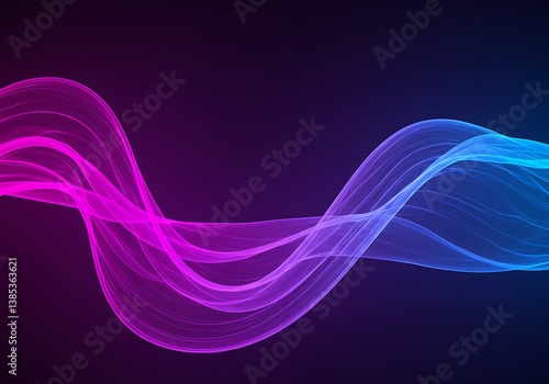 Ethereal purple and blue waves dancing in a cosmic flow, a vibrant digital art piece showcasing a mesmerizing energy.