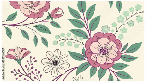 Wallpaper Mural seamless floral pattern Torontodigital.ca