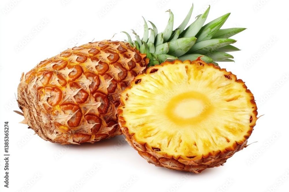 Ripe Pineapple, Whole and Sliced Ripe Pineapple, Whole and Sliced