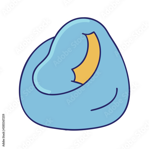 Comfortable blue bean bag chair vector illustration for home decor and relaxation furniture design idea