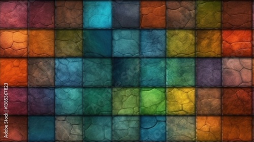 Colorful textured stone squares pattern tile pattern