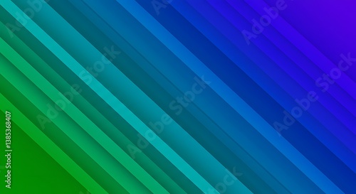 A vibrant spectrum of diagonal lines transitioning from lush green to deep blue, creating a dynamic and energetic visual journey with a subtle gradient effect.