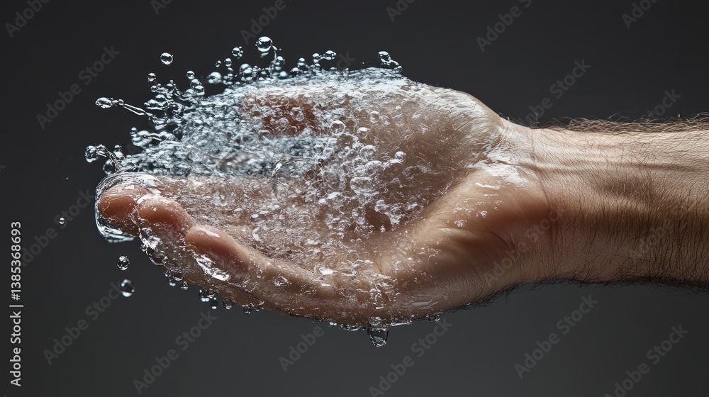 Fototapeta premium Close view of condensation forming on ice pack over wrist
