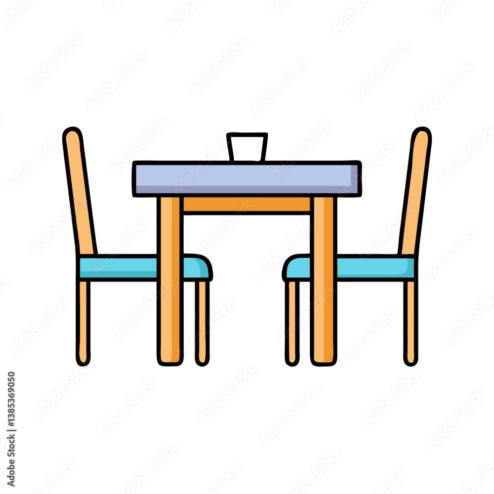 Illustration of dining table and chairs for home decor and furniture design projects and interior design needs Illustration of dining table and chairs for home decor and furniture design projects and interior design needs
