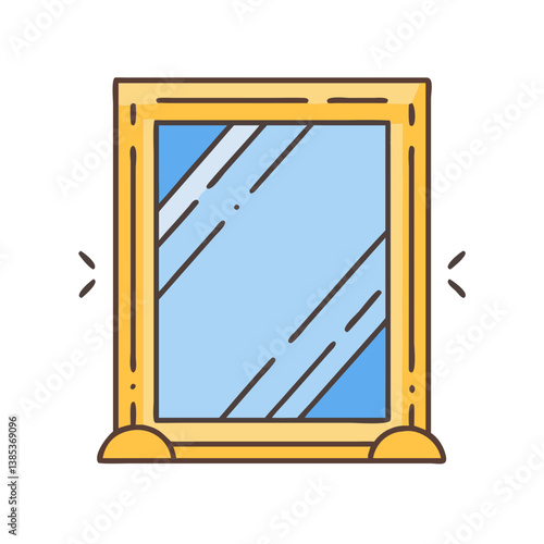 Stylish gold framed mirror vector illustration for home decor and interior design projects image asset