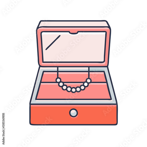 Open jewelry box with pearl necklace vector illustration for online shop and jewelry store design asset