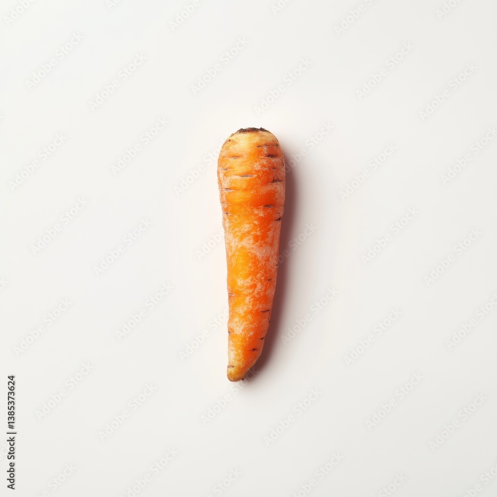 A single carrot in close-up, isolated on a white background. Featuring crispness and freshness A single carrot in close-up, isolated on a white background. Featuring crispness and freshness