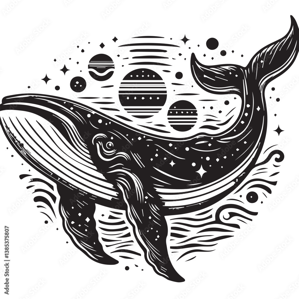 Fototapeta premium Whale black silhouette icon vector isolated on a white background whale silhouette