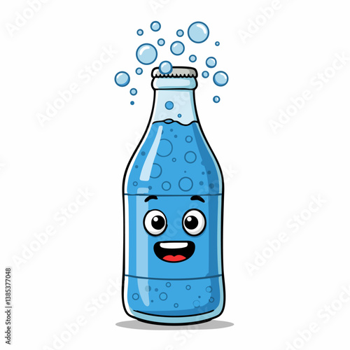 cheerful bottle of soda character