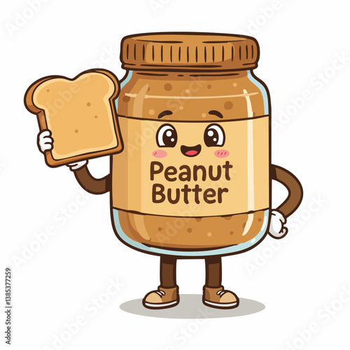 Cartoon Peanut Butter Jar and Jelly Jar Characters Giving Each Other a Happy High-Five