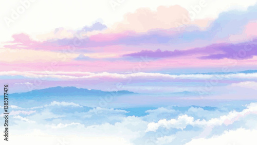 Twilight palette drift sky isolated watercolor vector illustration svg