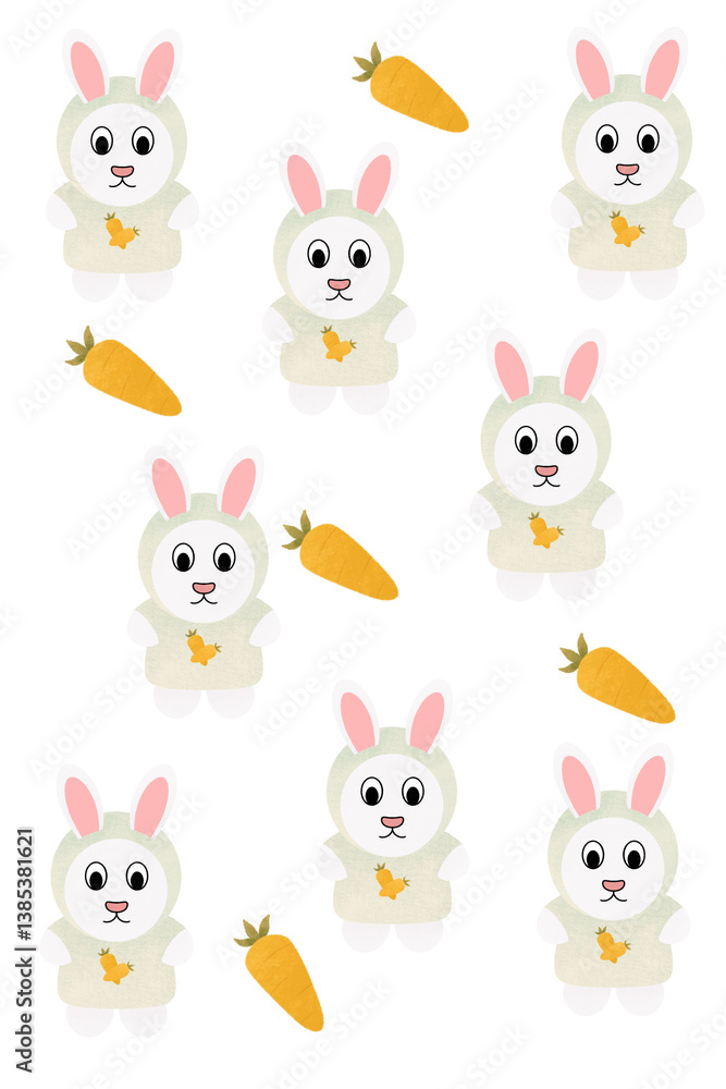 Cute cartoon rabbit and carrot pattern background Cute cartoon rabbit and carrot pattern background