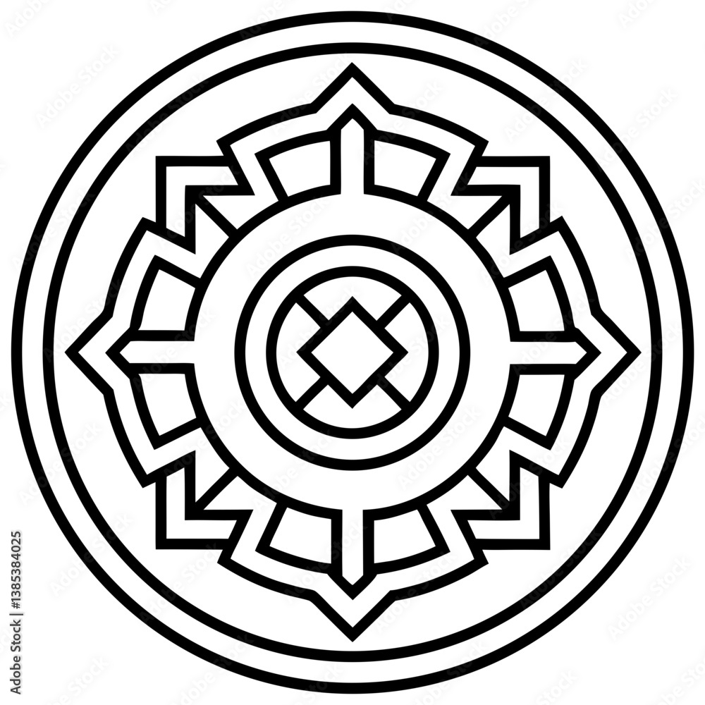 Ancient greek meander pattern mandala line art vector illustration Ancient greek meander pattern mandala line art vector illustration