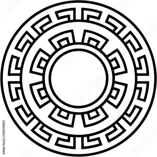 Ancient greek meander pattern mandala line art vector illustration