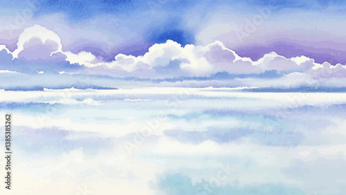 Ethereal cloud blend sky isolated watercolor vector illustration svg