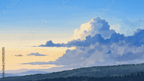 Dusk in watercolor haze sky isolated vector illustration svg