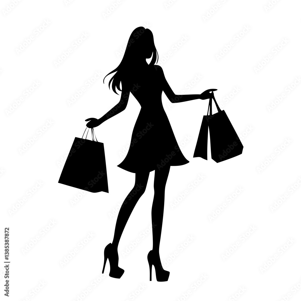 fashion shopping girl, Shopping Girl Silhouette Vector Woman with Bags Fashion Style fashion shopping girl, Shopping Girl Silhouette Vector Woman with Bags Fashion Style