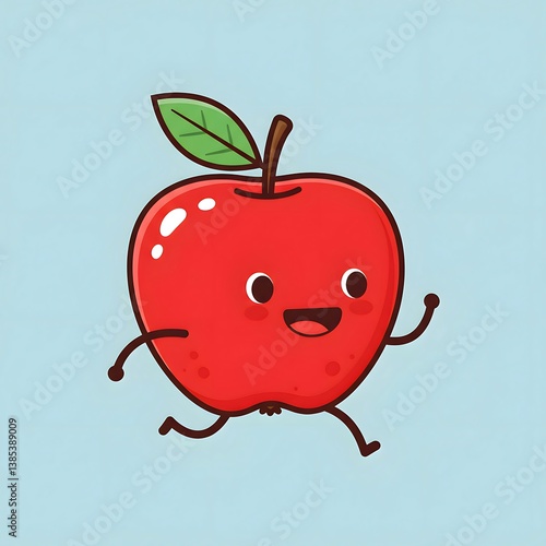 Cartoon Red Apple vector illustration.