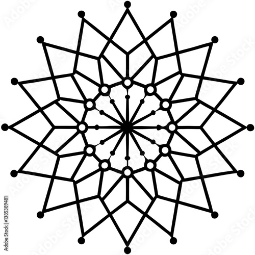 Hexagonal tiling with mandala pattern line art vector illustration