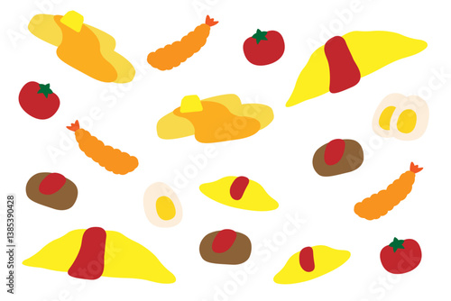 オムライス キッズメニュー ハンバーグ エビフライ セット