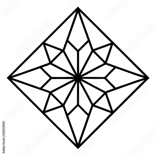 Floating diamond patterns in mandala line art vector illustration
