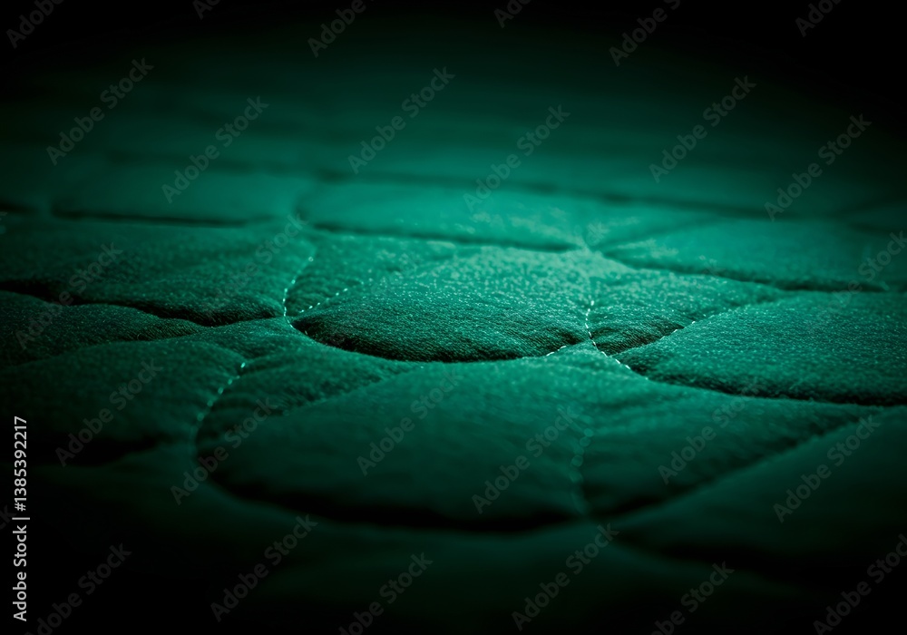 Naklejka premium Abstract Emerald Green Quilted Texture Background Textile, Stitching, Pattern, Design, Soft, Fabric, Surface, Dark.