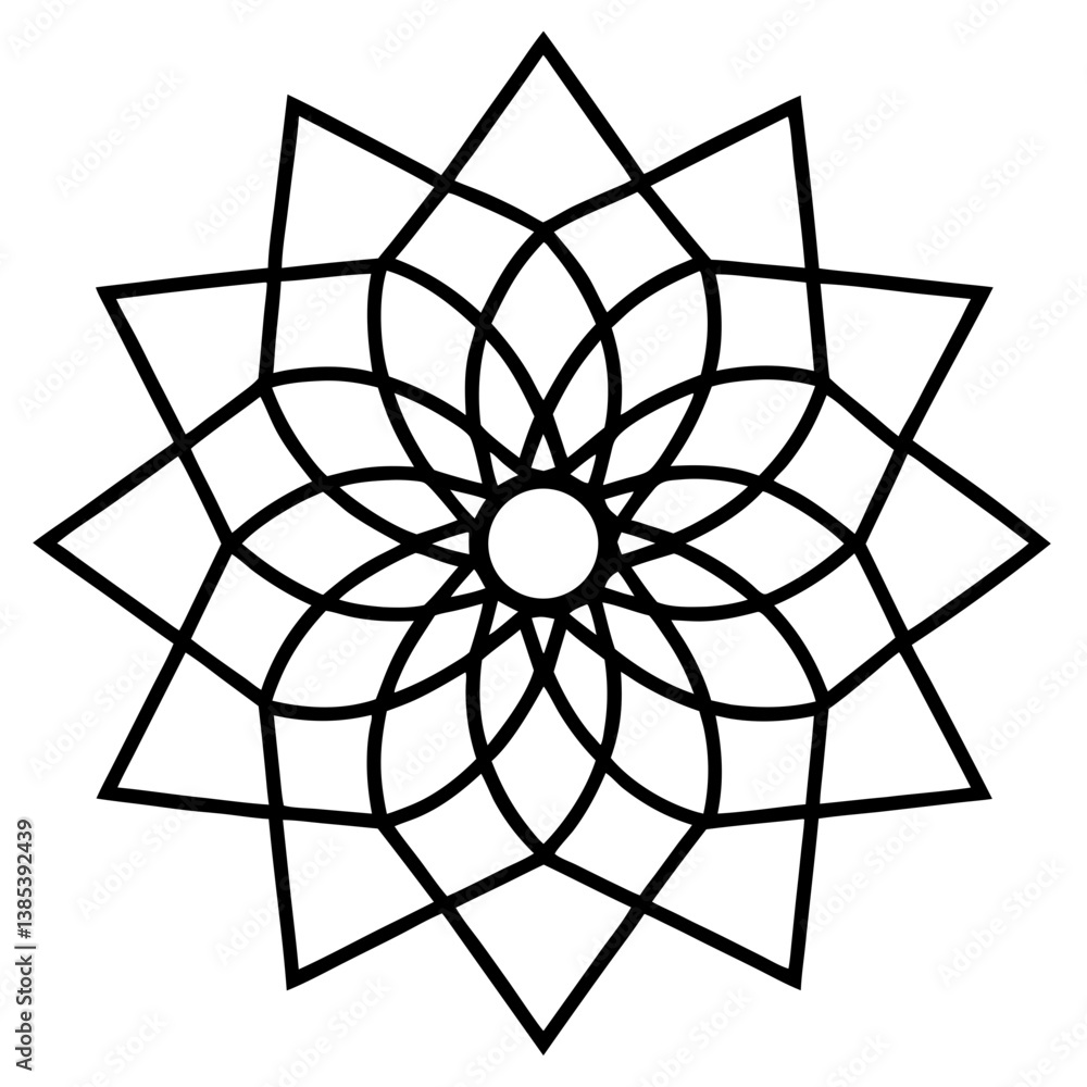 Obraz premium Grid based symmetrical mandala line art vector illustration