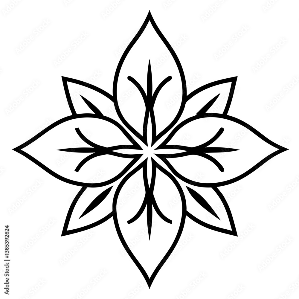 Herbal medicine leaf mandala line art vector illustration Herbal medicine leaf mandala line art vector illustration