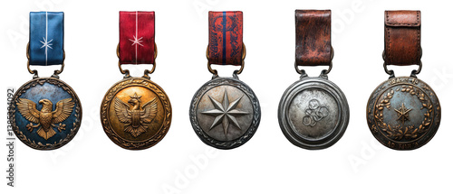 A collection of five distinct military medals 
