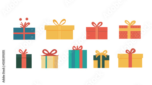 A sleek and minimalist vector graphic design showcasing a gift box icon, perfect for various occasions such as birthdays, holidays, and celebrations. 