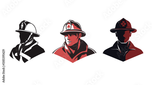 Strong and heroic vector graphic design featuring the silhouette of a firefighter man in action, representing courage, determination, and bravery. 