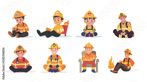 Strong and heroic vector graphic design featuring the silhouette of a firefighter man in action, representing courage, determination, and bravery. 