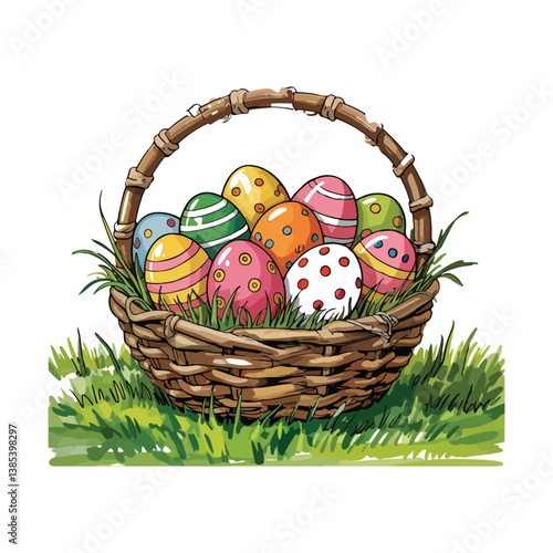 easter basket with eggs and bunny