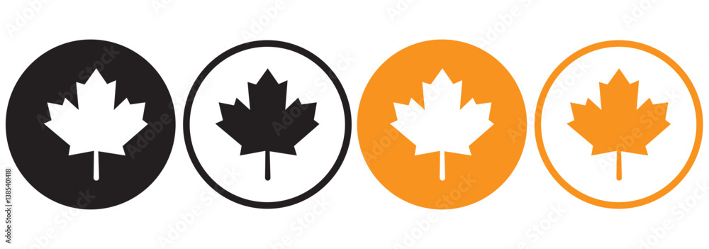 Plakát Maple leaf icon black and white vector outline sign – Obraz na ...