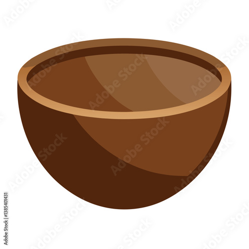 wooden bowl on white background