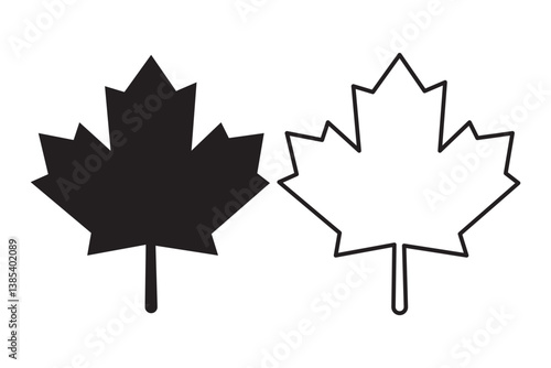 Photography Maple leaf icon black and white vector outline sign