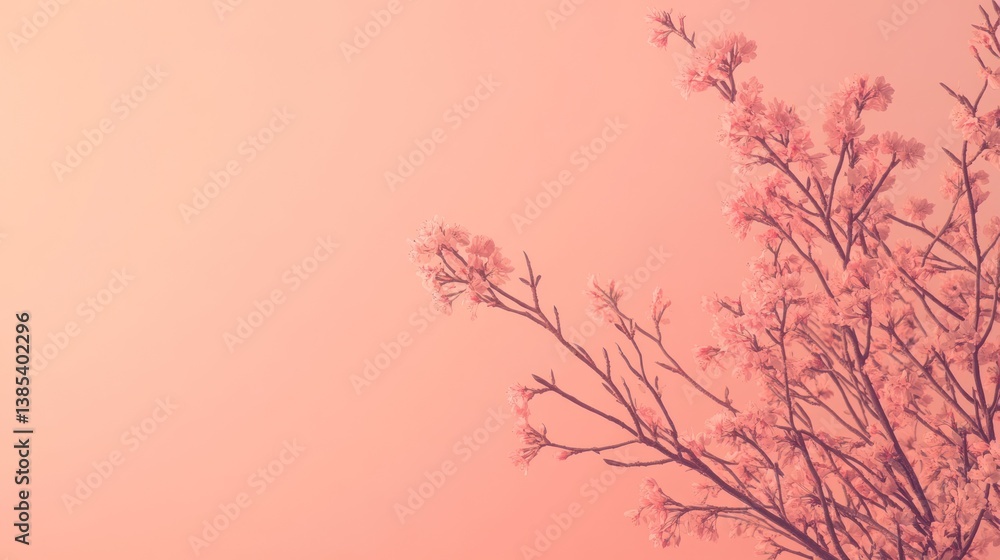 Obraz premium Soft pink blossoms against pastel sky. Beautiful springtime scene. Possible use nature photography