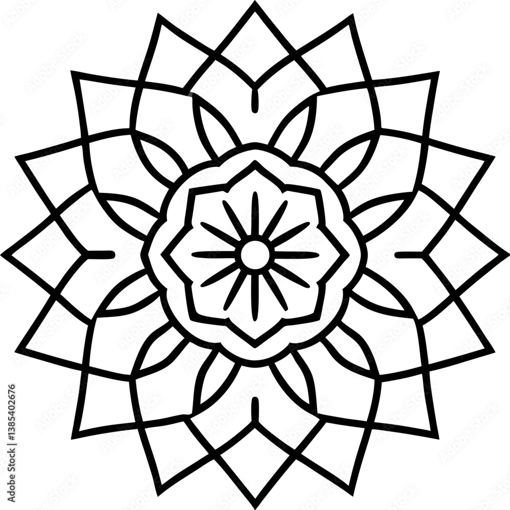 Obraz premium Pixelated digital style mandala line art vector illustration 