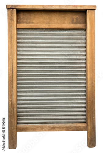 Vintage washboard for traditional laundry practices on a transparent background