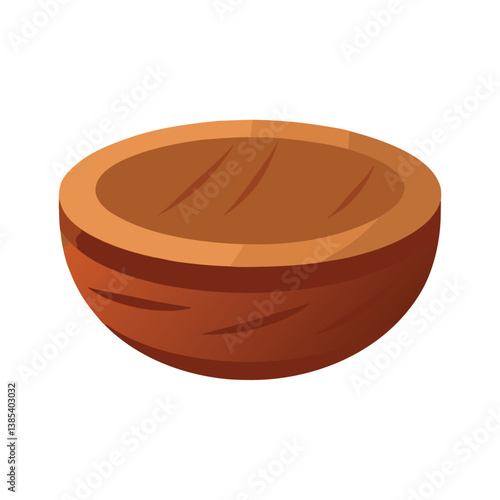 wooden bowl on a white background