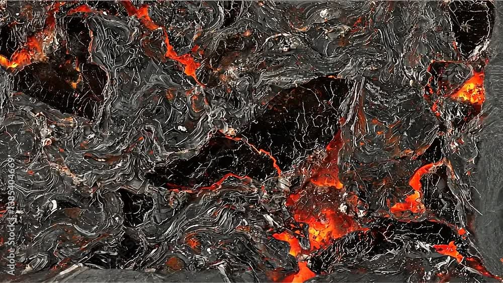 Abstract Lava Flow: Intense Black and Orange Swirls of Molten Rock Abstract Lava Flow: Intense Black and Orange Swirls of Molten Rock