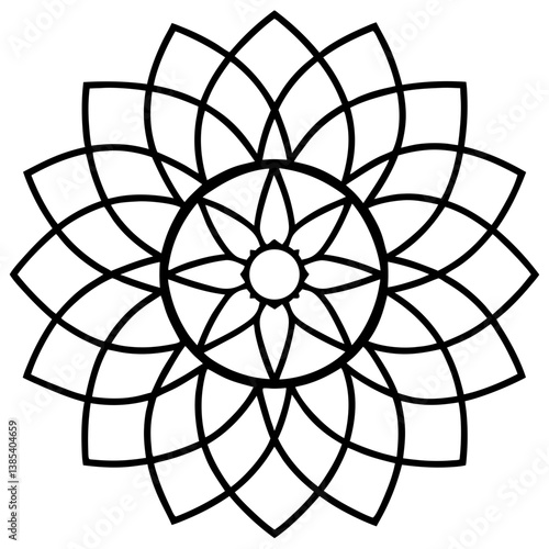 Stained glass effect mandala line art vector illustration 