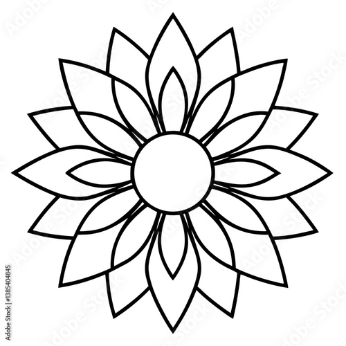 A vector illustration depicts a stylized lotus flower