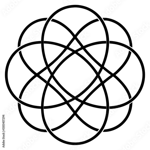 Interlaced knots in a mandala line art vector illustration 
