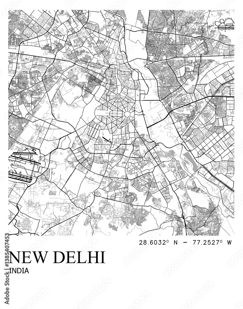 Fototapeta premium Delhi Minimalist Digital Map Print