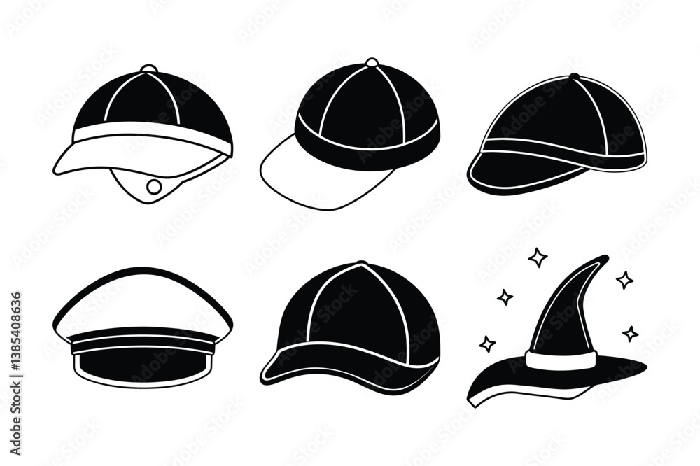set of baseball caps silhouette set of baseball caps silhouette
