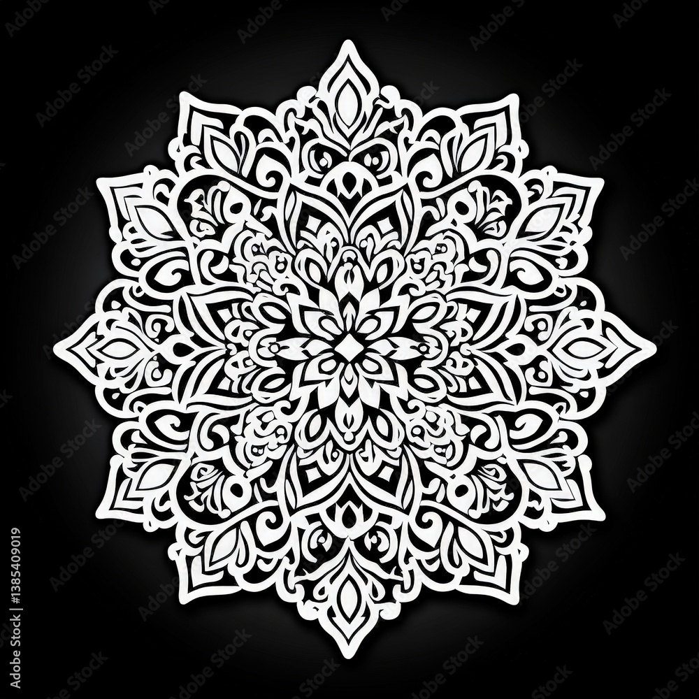 Ornate mandala design on a dark background Ornate mandala design on a dark background