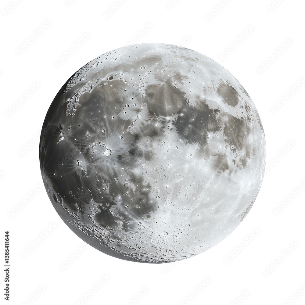 Obraz premium Detailed View of Full Moon with Craters and Natural Surface Texture against Black Background