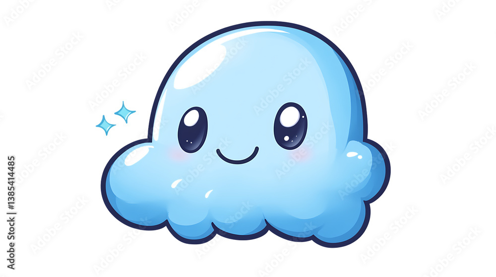 A cute smiling blue jellyfish character design. A cute smiling blue jellyfish character design.