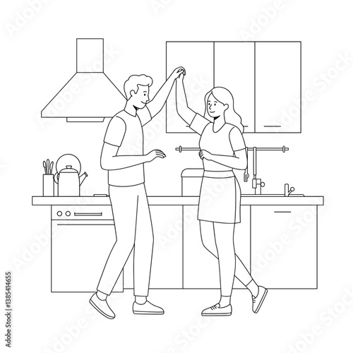Wallpaper Mural Couple dancing joyfully in a cozy kitchen setting   Torontodigital.ca
